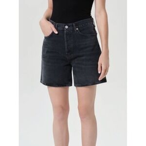 Agolde High Rise Baggy Shorts Dame Black Denim Cotton Button Fly Size 27 EUC